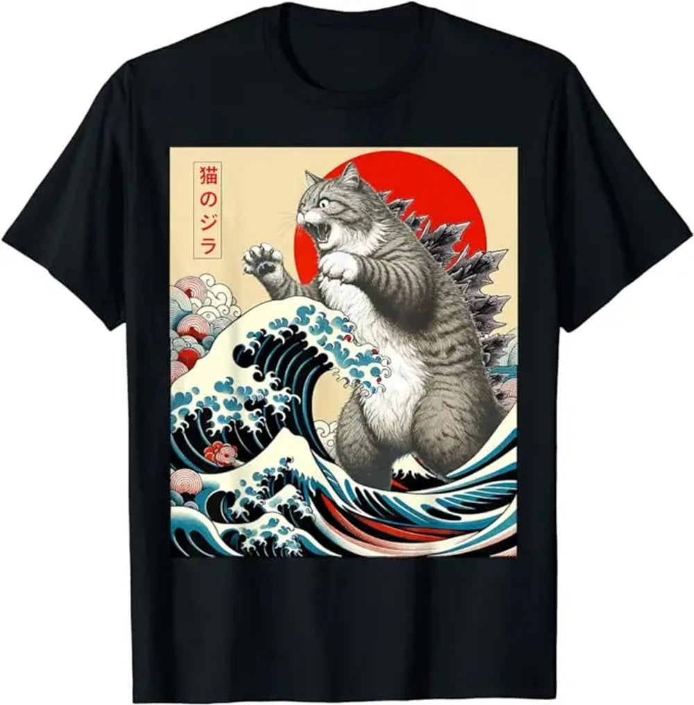 Camiseta                          "Catzilla arte Japonesa"                                            100% algodão