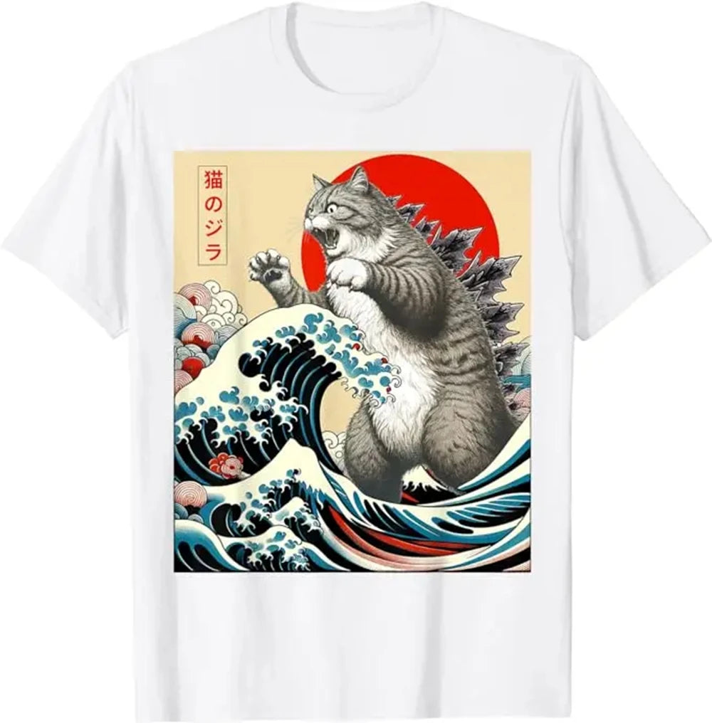 Camiseta                          "Catzilla arte Japonesa"                                            100% algodão